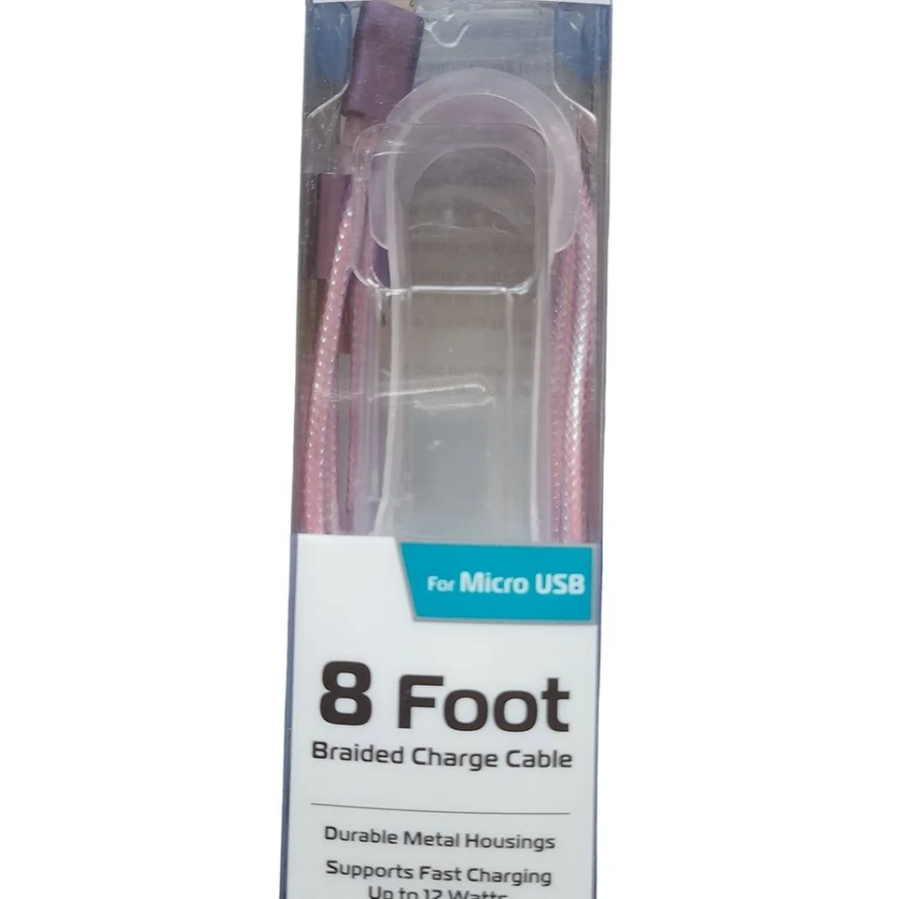 Z Gear Purple Micro B USB Cable 8 Feet Braided Cable Tangle Resistant Fast Chg